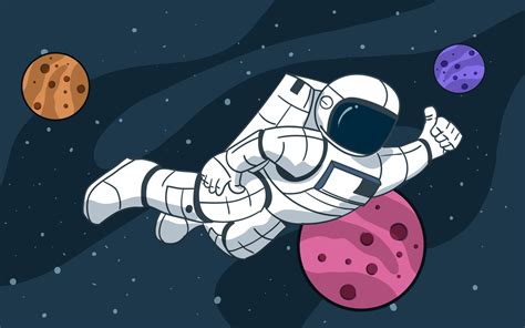 Astronaut Floating In Space Illustration With Planets 3700144 Vector