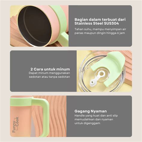 Jual Funnycook Stainless Tumbler Ml Hot And Cold Bpa Free Tumblr Stainless Steel L Botol