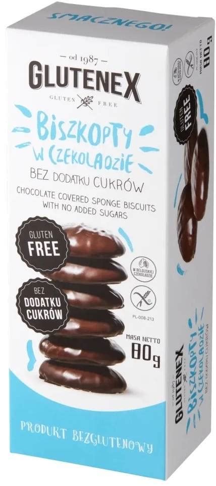 Biszkopty W Czekoladzie Bez Cukru Bezglutenowe 80 G Glutenex Sklep