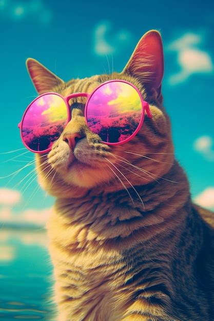 Premium Ai Image There Is A Cat Wearing Sunglasses On The Beach With