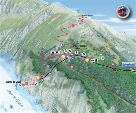 Chamonix Valley Ski Resorts Map, Grands Montets, la Flegere, Brevent