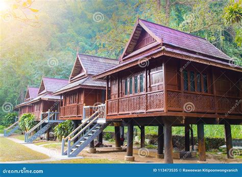 Old-fashioned Thai Houses, Thai Traditional Architecture Stock Image ...