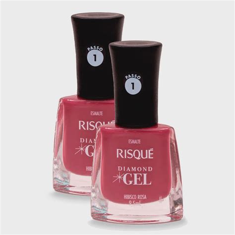 Esmalte Risqué Diamond Gel Cor Hibisco Rosa 9 5ml Kit Com Duas Unidades Submarino