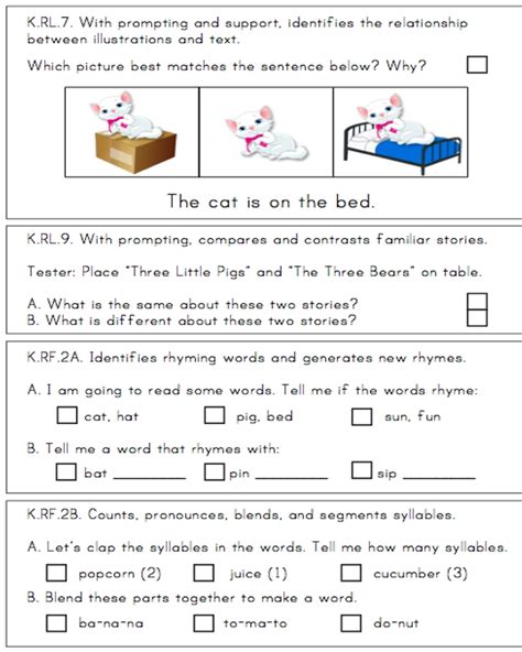 24 Page Illustrated Kindergarten Assessment Miss Bindergartens