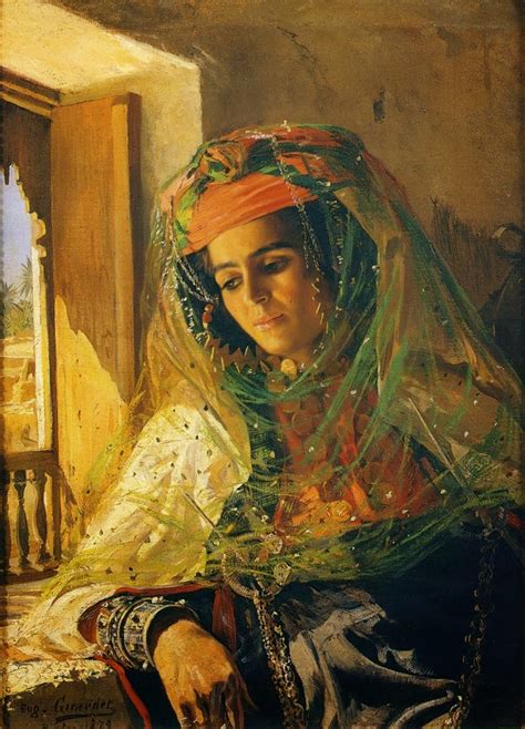 FRENCH PAINTERS Eugene Alexis GIRARDET Lady By A Window Biskra 1879