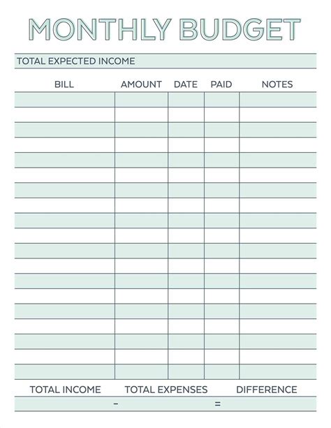 Monthly Bills Template Charlotte Clergy Coalition