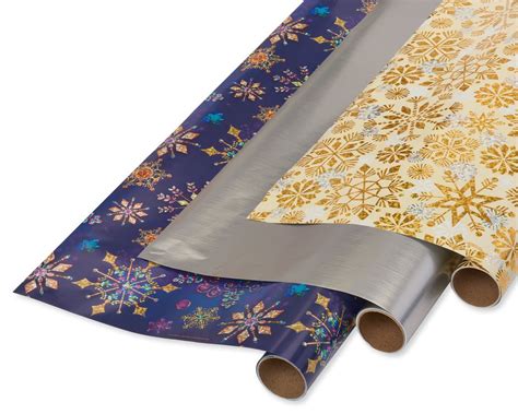 Metallic Trio Holiday Wrapping Paper Rolls 3 Rolls Papyrus