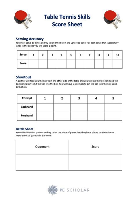 Table Tennis Score Sheet Fillable Printable Pdf Forms Handypdf