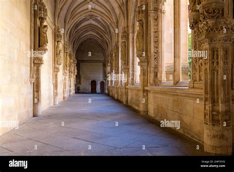 Gothic Cloister - Evening sunlight shining in lower cloister of 15th ...