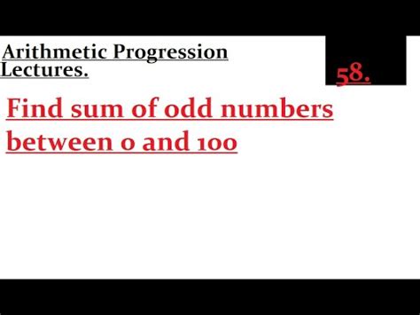 Find Sum Of Odd Numbers Between And Youtube