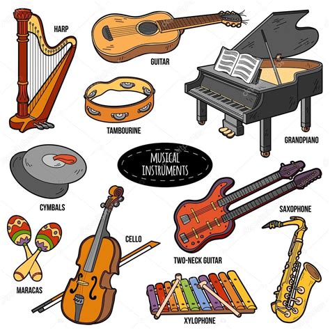 Conjunto De Colores Con Instrumentos Musicales Pegatinas De Dibujos