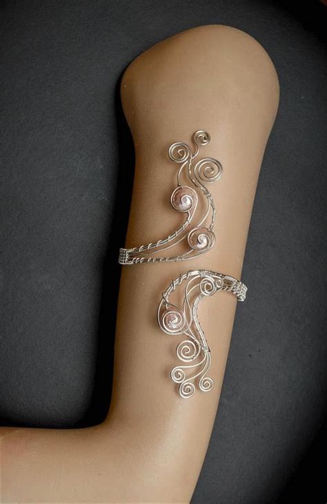 Wedding Jewellery Silver Plated Arm Cuf Silver Swirl Design Upper Armlet Silver Arm Cuff Rose