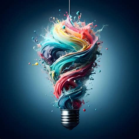 Premium Photo Creative Light Bulb Explodes With Colorful Paint And