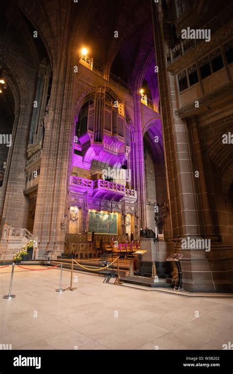 Stained Glass In Liverpool Anglican Cathedral Interior Stock Photo Alamy