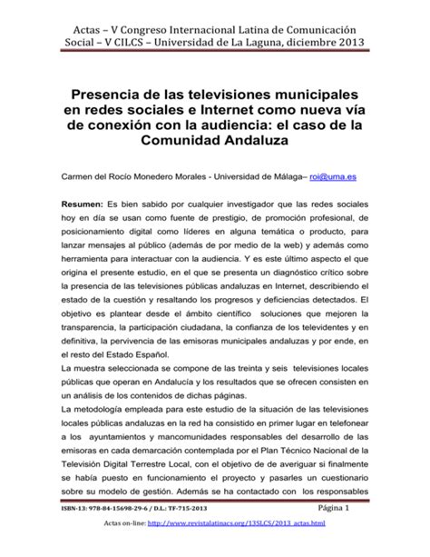 Presencia De Las Televisiones Municipales En Redes Sociales E Internet