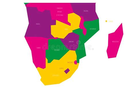 Politieke Kaart Van Zuid Afrika Gebied Simlified Schematische