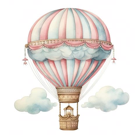 Premium AI Image There Is A Watercolor Painting Of A Hot Air Balloon With A Basket Generative Ai
