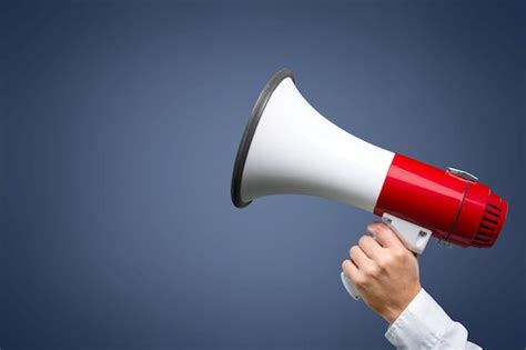 Premium Photo Woman Holding Megaphone On Color Background