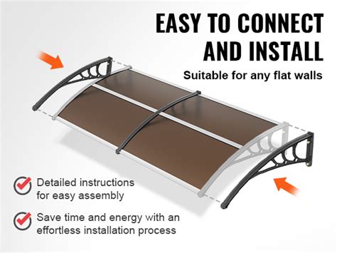 Vevor Window Door Awning Canopy X Upf Polycarbonate Entry