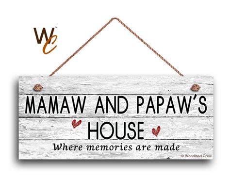 MAMAW AND PAPAW'S House Sign Where Memories Are Made | Etsy