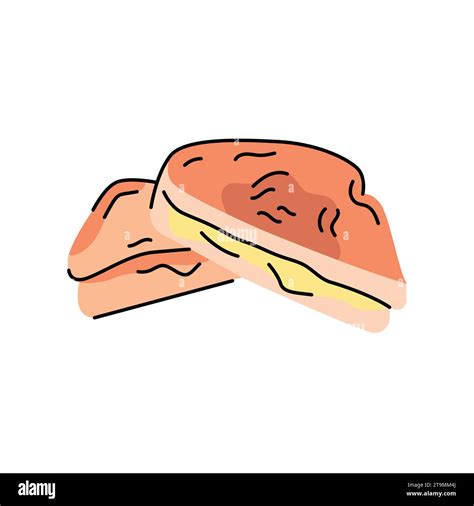 Cheese Sandwich Color Element Cartoon Street Food Isolated Vector