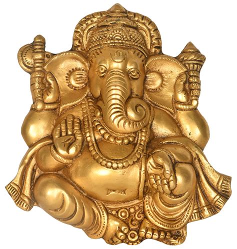 Lord Ganesha Wall Hanging Flat Statue In Brass Handmade Made