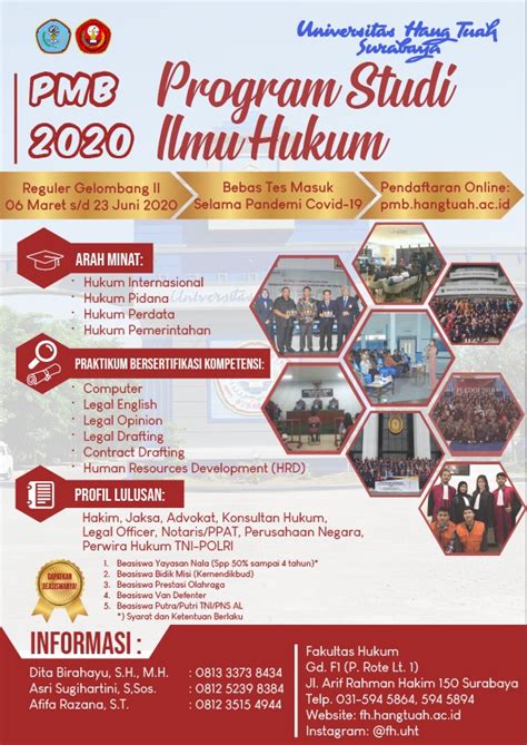 Poster Program Studi Ilmu Hukum Universitas Hang Tuah Fakultas Hukum Uht