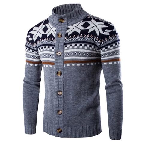 2019 Winter Men Sweater Cardigan Chic Knitted Vintage Ethnic Style Long