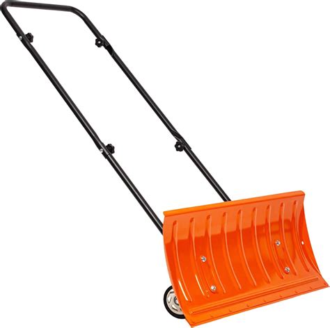 30 Inch Metal Snow Shovel With Wheels For Driveway Large Blade For