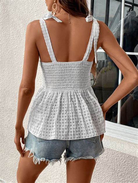 SHEIN WYWH Peplum Cami Top Amarrar O Ombro SHEIN Brasil