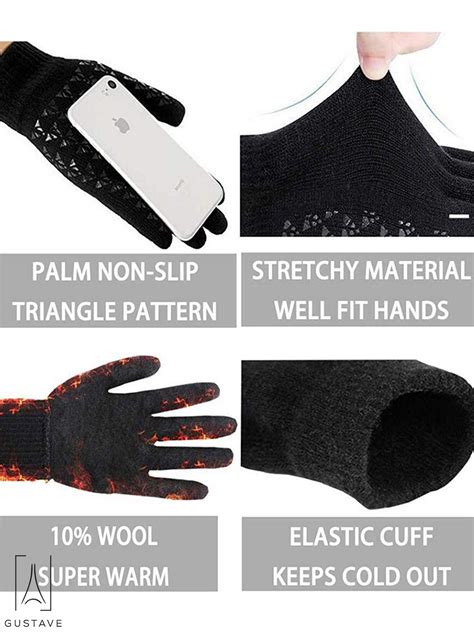 Gustave Winter Knit Gloves Touchscreen Windproof Anti Slip Thermal Soft