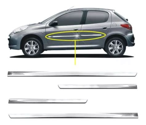 Jogo Friso Cromado Para Porta Slim Peugeot 207 Kit 04 Portas Frete grátis