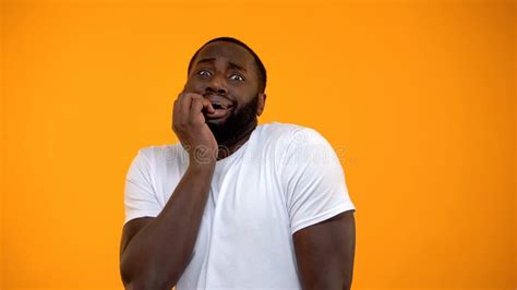 Funny Afro-American Man Feeling Fear Isolated on Yellow Background, Panic Stock Image - Image of ...