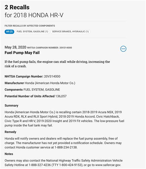 2018-2019 Fuel Pump recall. | Honda HR-V Forum