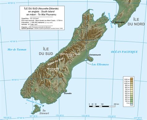 Karte Neuseeland: Topographische Karte Südinsel : Weltkarte.com - Karten und Stadtpläne der Welt