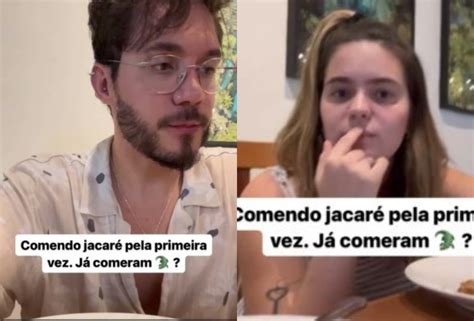 Eliezer e Viih Tube comem carne de jacaré pela primeira vez