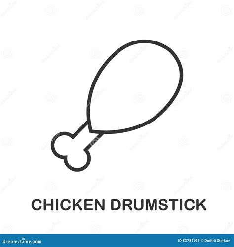 Chicken Drumstick Icon Or Logo Line Art Style Stock Vector