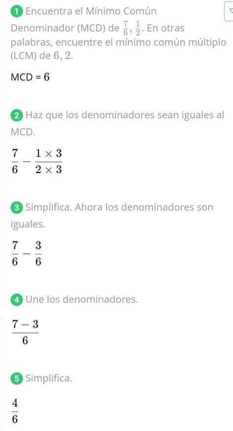 Cómo resolver la ecuación 7 sextos menos un medio explicación paso a