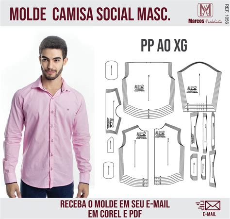 Molde Modelagem Camisa Social Masculino Tradicional Elo