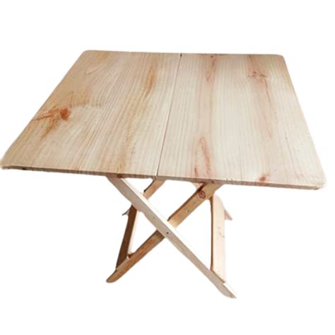 Mesa Plegable En Madera Cuadrada Natural 60x60cm Almacen Total