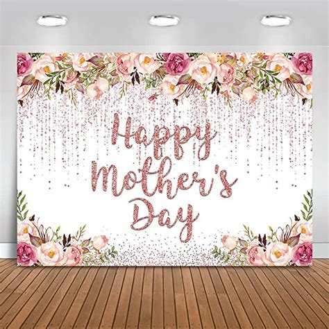 Amazon Mocsicka Rose Gold Happy Mother S Day Backdrop Floral