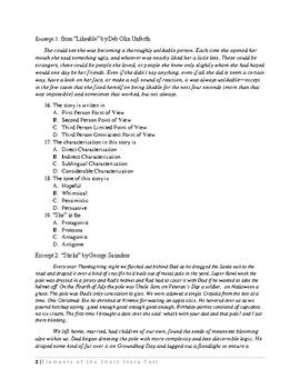 Elements of Short Story Test with Key by Poe Me A Cup | TPT