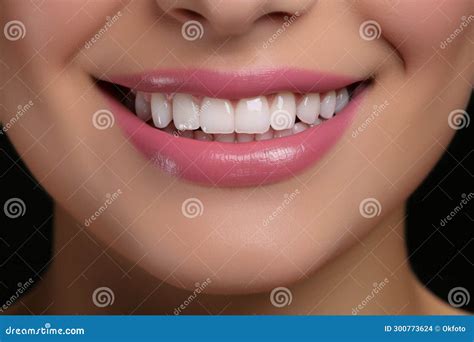 Smiling Teenager Lips Perfect Teeth Dental Care Concept Female Mouth