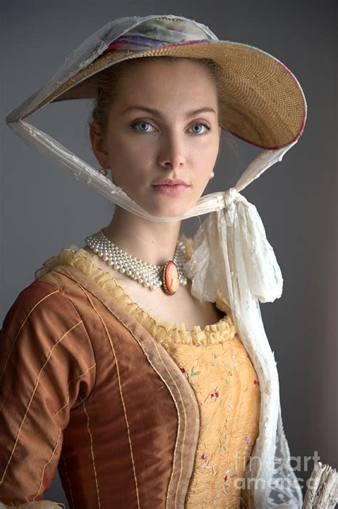 Portrait Of A Woman In Th Century Georgian Dress And Hat Photograph