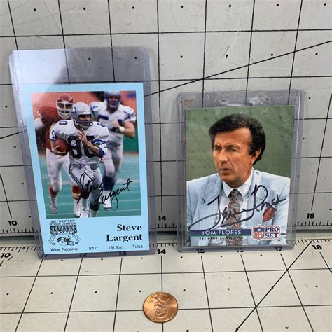 93 Autographed Steve Largent And Tom Flores Cards