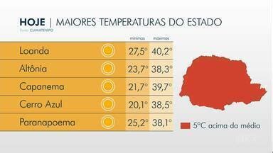 Boa Noite Paraná Temperaturas passaram dos 40ºC em algumas cidades do