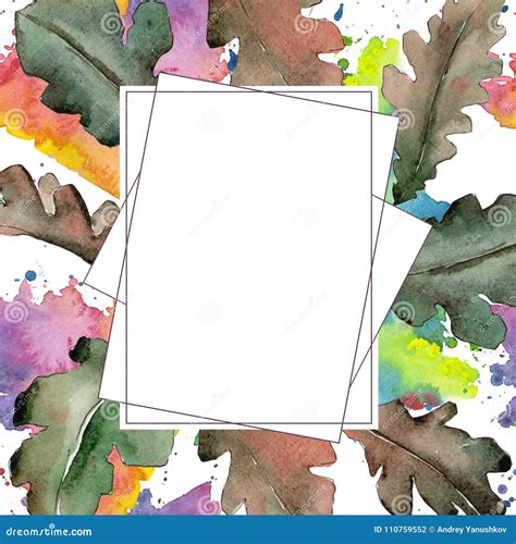 Oak Leaves Frame In A Watercolor Style Stock Illustration