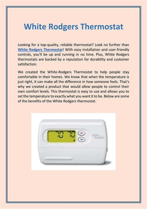 White Rodgers Thermostat by Thermostat Installation - Issuu