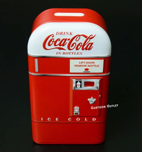 Coca Cola Vending Machine Piggy Bank Red Coke Tin Metal Box Collectible