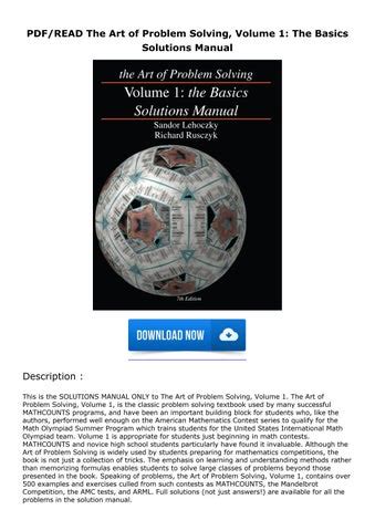 Pdf Read The Art Of Problem Solving Volume The Basics Solutions